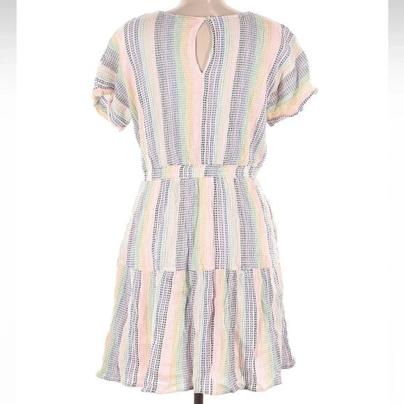 Anthropologie Dolan Left Coast Rainbow Striped Mini Dress Pockets Size Medium M - Picture 5 of 9